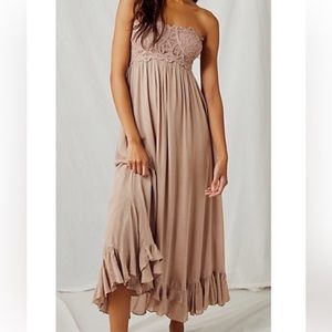 Free People FP One NWOT Adella corset maxi dress brown size L